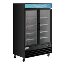 53" Black Customizable Swing Glass Door Merchandiser Freezer with LED Lighting