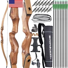60" Hunting Takedown Bow RH 30-50lbs Wooden Recurve Bow Archery Arrows Target
