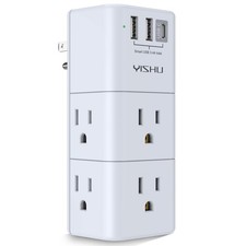 USB Multi Plug Outlet Extender Surge Protector with Rotating Plug, 6 AC Plug...