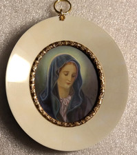 R.Moch Lupenmalerei Miniaturen Heiligenbild Portrait "Madonna"  Rahmen 10 x 9 cm