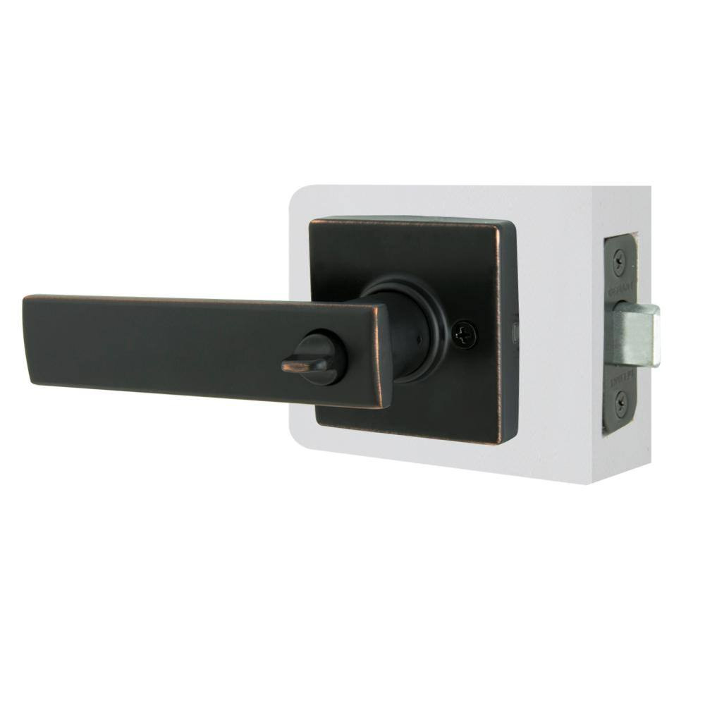 Westwood Aged Bronze Bed/Bath Door Lever with Square Rose (4-Pack)