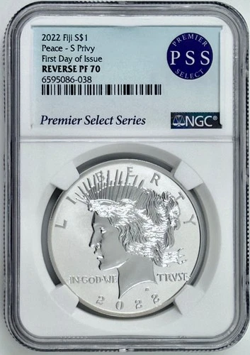 2022 $1 Fiji 1 Oz Silver Peace Dollar S Privy NGC Reverse PF 70 FDOI PSS
