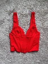 Zara Textured Corset Top in Red Orange Size SMALL