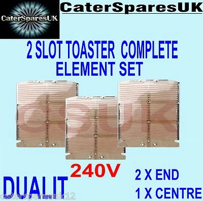 DUALIT 2 SLOT SLICE TOASTER COMPLETE ELEMENT SET 2 x END 1 x CENTRE GSP