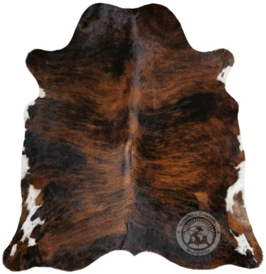 LUXURY COWHIDES Dark Brindle Genuine Cowhide Rug - Size 6x6-7’ - Top Quality