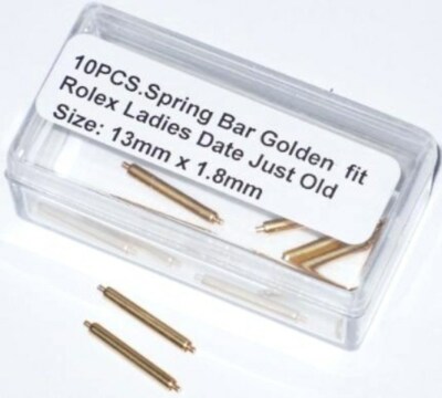 10Pcs. Spring Bars Gold ROLEX Date Just Old Length 13mm, Thick 1.8mm ...