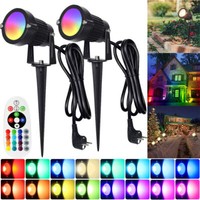 1/2X Rgb Led Gartenstrahler Mit Erdspieß AußEnleuchte IP65 Gartenleuchte Set De
