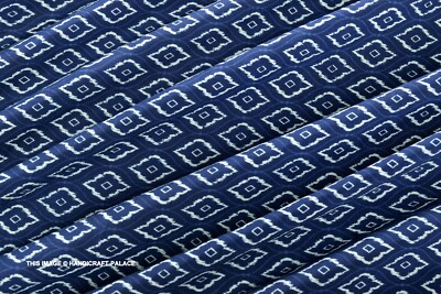 Indisch Handmade Indigo Blau Hand Block Bedruckt 2.7m Sanganeri Baumwolle Stoff