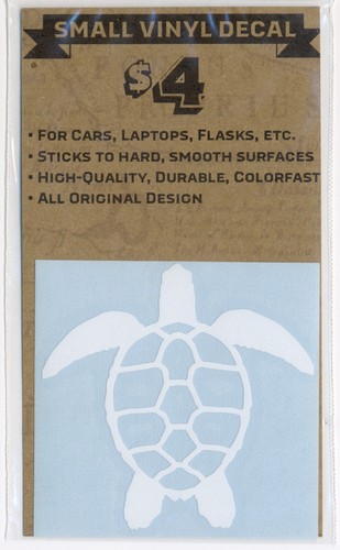 Sea Turtle Small White Vinyl Decal, 2.5" x 2.5", Durable, Flexible, High Quality - Picture 2 of 8