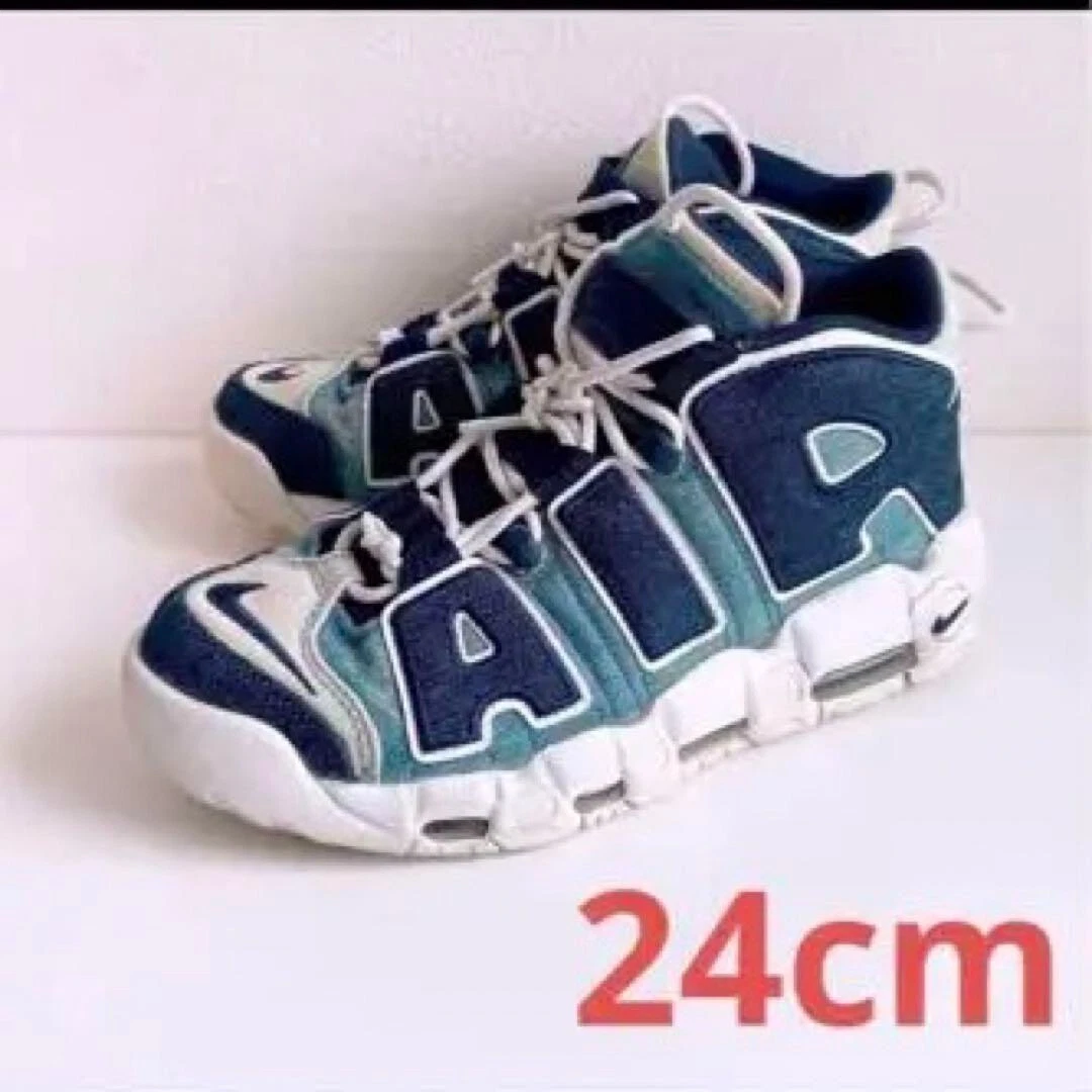 Nike Air More Uptempo 96 Denim Sneakers 24.0cm Rare Side Design Used Japan