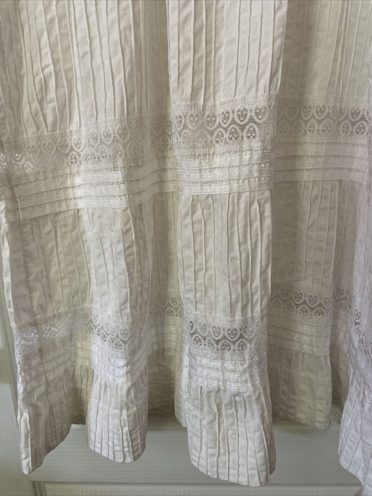 Vintage 70s White Cotton Lace Wedding Dress Mexic… - image 6