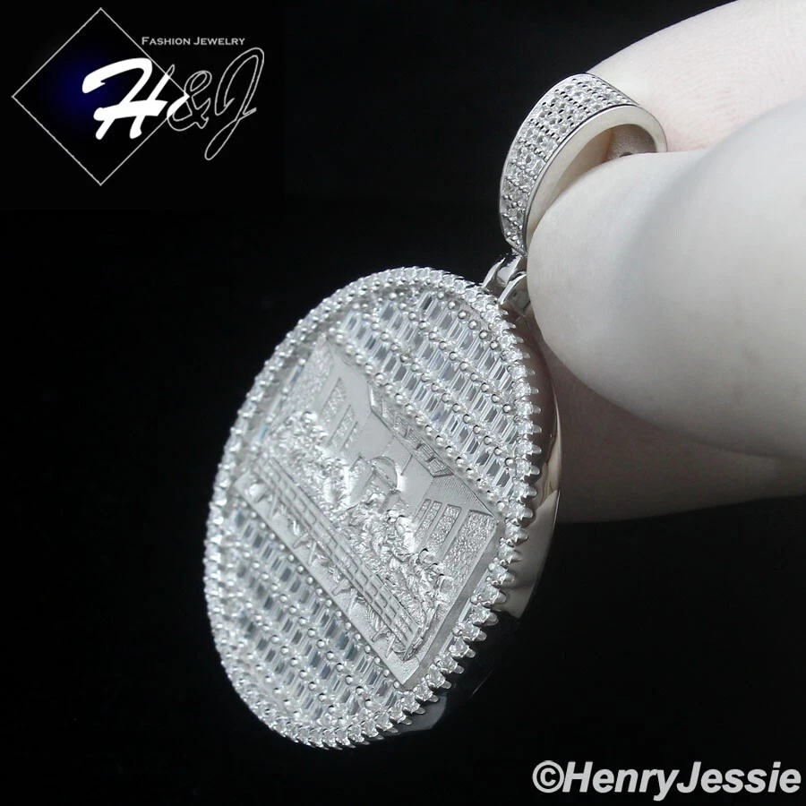 COLGANTE REDONDO JESÚS ÚLTIMA CENA PLATA ESTERLINA 925 SÓLIDA PARA HOMBRE*SP485 Foto 2 de 4