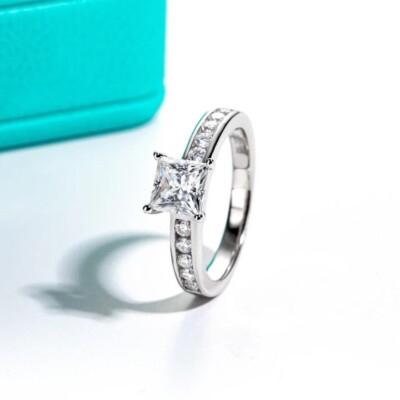 1 Karat Princess Lab-Created D Color Ring Weißgold Diamant Test Pass US:5
