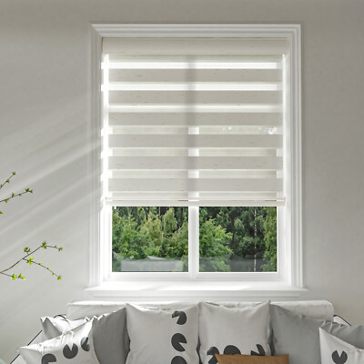 85% Blackout Window Shade Dual Zebra Roller Blinds Curtains,Easy To Install
