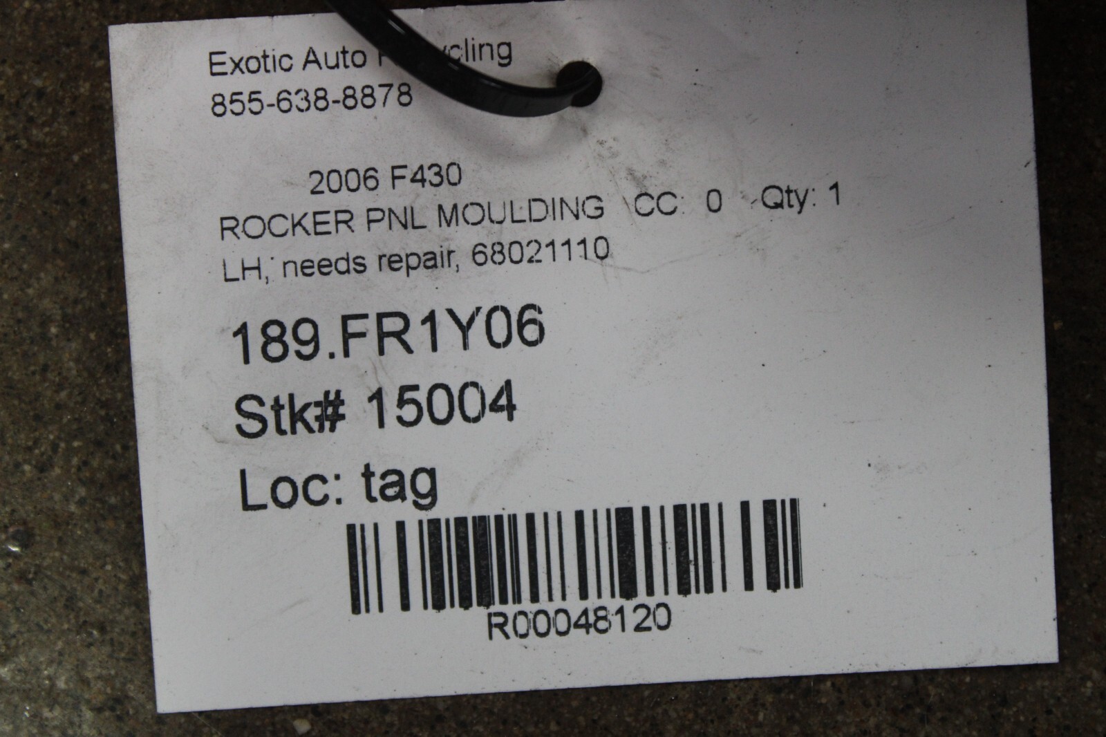 Ferrari F430, Coupe, Spider, LH, Rocker Panel, Red, Dmg, Used, P/N 68021110