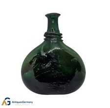 Bocksbeutelflasche / Plattflasche aus grünem Glas, 19. Jahrhundert (# 17133)