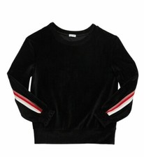 SPLENDID NWT 48 Girls Black Velour Top with Metallic Lurex Side Stripes Sz 12