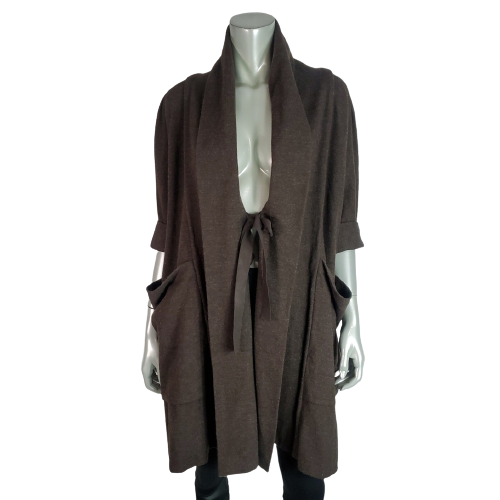 Marc by Marc Jacobs Oversized Wool Cardigan Sweater XS S Pockets Brown Tie Front