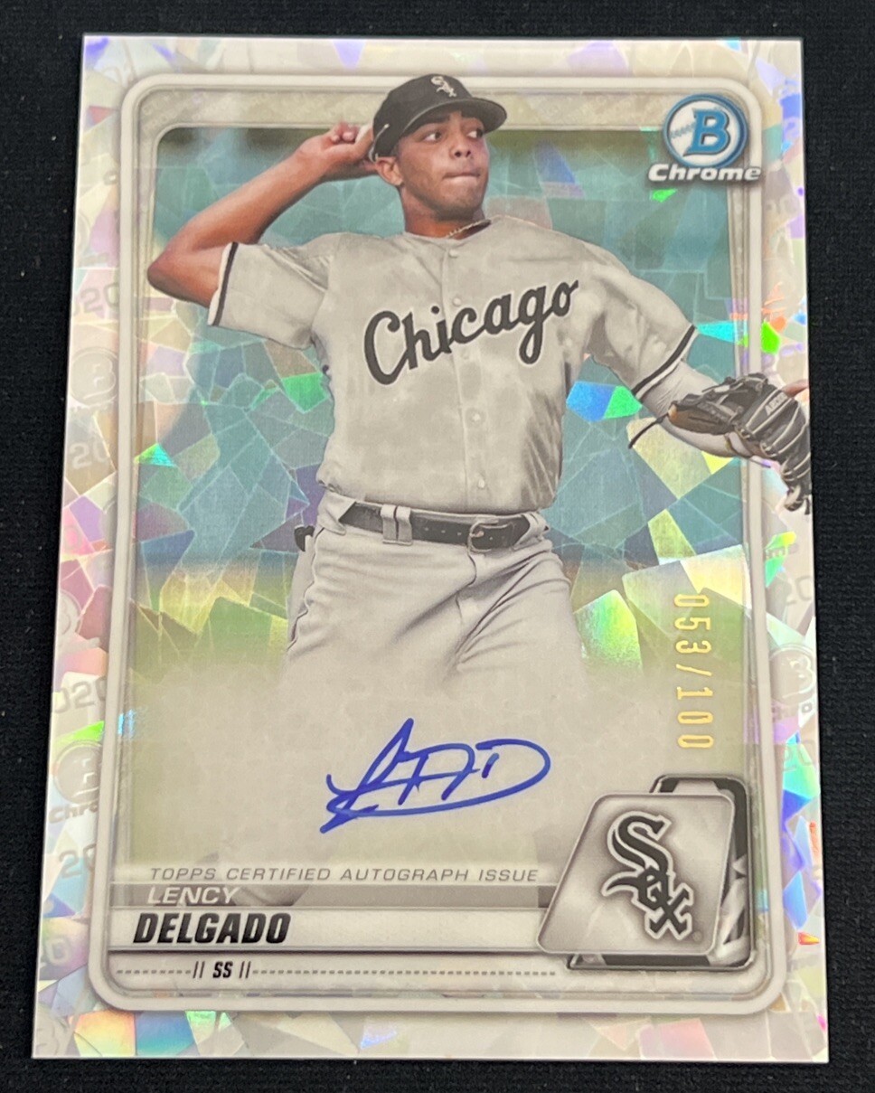 2020 Bowman Chrome Atomic Refractor Lency Delgado Auto /100 White Sox #CPA-LD