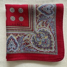 Handkerchief Vintage Dark Red Cotton Geometric Damask Classic Pocket Square 17"