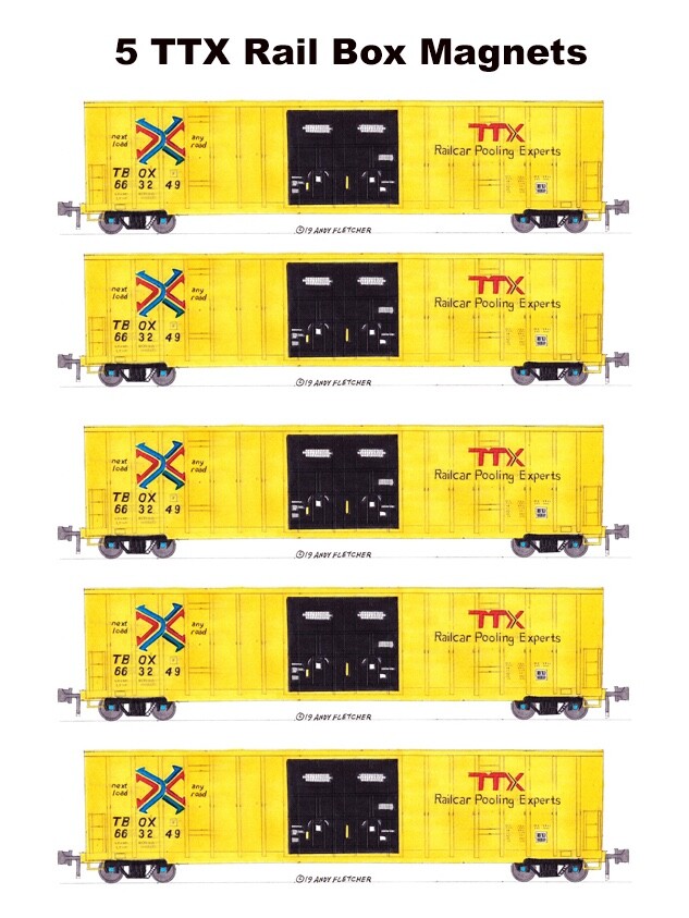 TTX Rail Box 50' Hi-Cube Box Car Wholesale Set 5 magnets by Andy