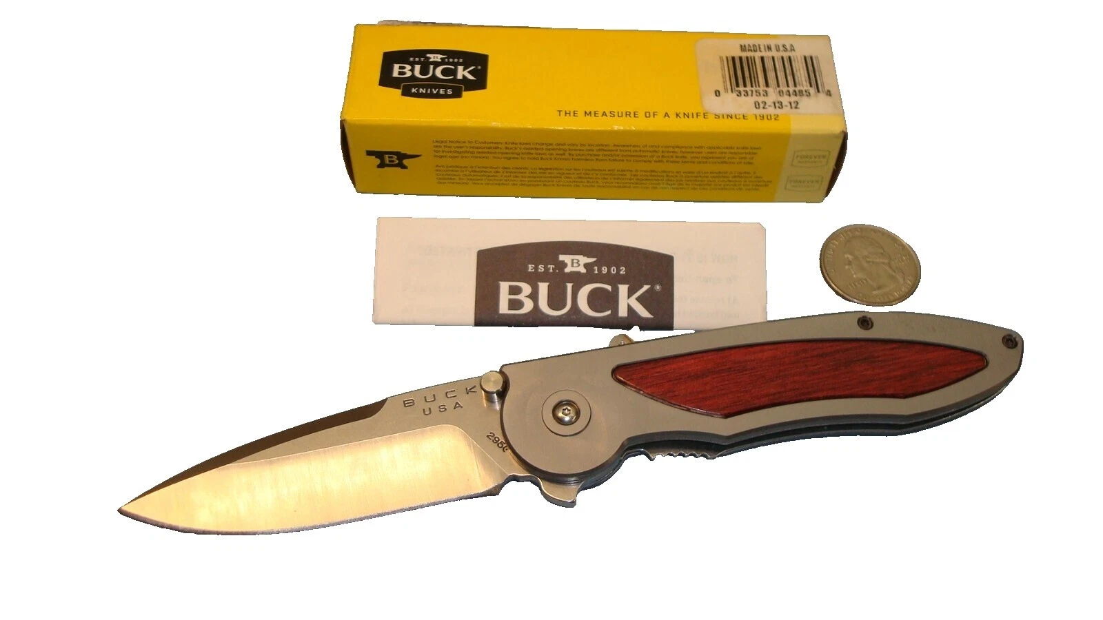 Hoja de acero inoxidable Buck Knives mango madera cuchillos plegables de colección