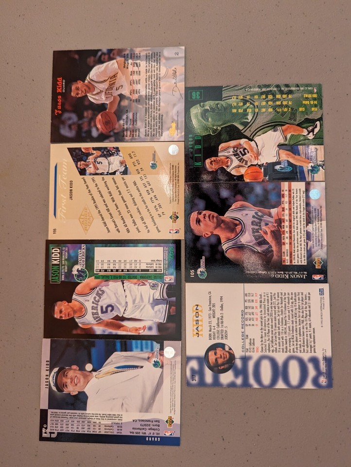 Jason Kidd Rookie Card Lot Of 7 Cards Upper Deck Dallas Mavericks NBA ...