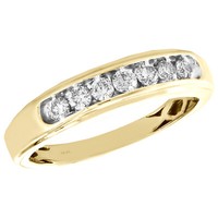 10K Gelbgold Rund Diamant 7 Stein Kanal Set Hochzeitsring Herren Ring 1/2 Karat