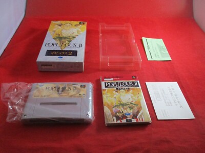 Populous II Trials of Olympian Gods Super Famicom JAPAN Complete w/ Box #E1