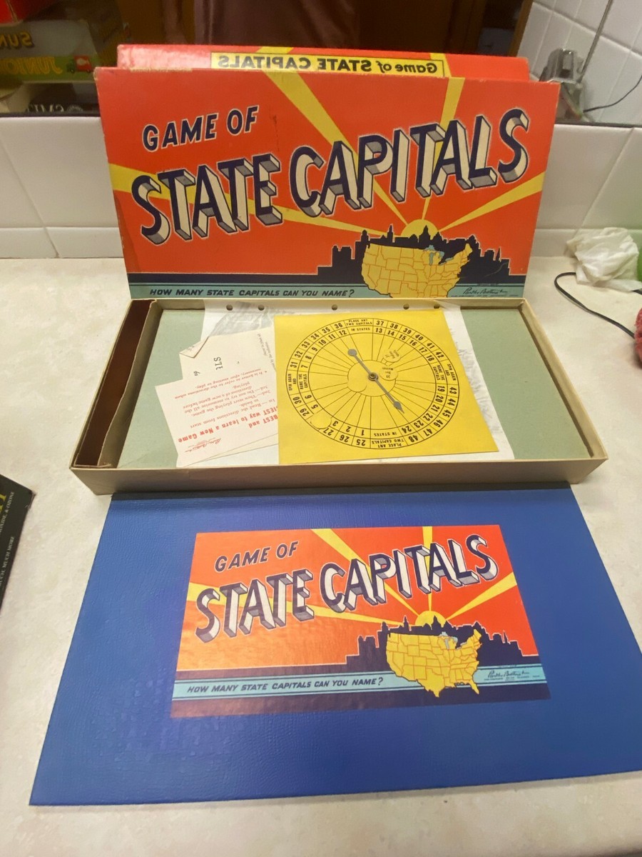 米LP Parker Brothers Parker Brothers CVE2811 CROWN VETCH ENTERPRISES INC. /00260 Game of State Capitals Board Game Vintage 1952 Parker