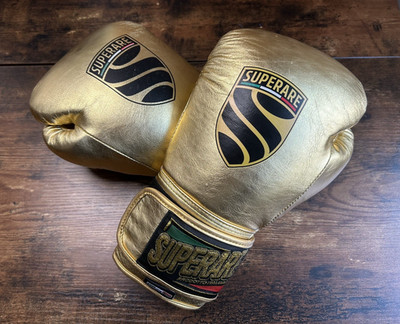 SUPERARE BRAND NEW S40 Gold Italian Leather Boxing Gloves 10 oz. 