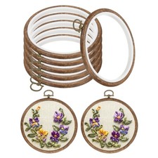 4inch Embroidery Hoops, 6pcs Imitated Wood Circle Frame Cross Stitch Hoop Ring