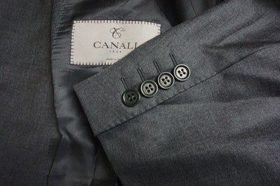 Canali 1934 CURRENT Solid Gray 100% Wool 2 Pc Suit Jacket Pants Sz 46R