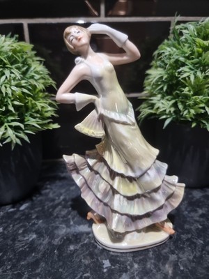Art Deco Figur 30er Jahre Deutsches Tänzerin Mädchen, seltenes Glanzmuster.