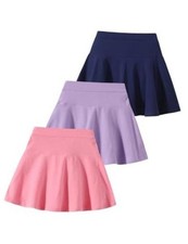 2 Pack Girls Skirts Elastic Flared 9-10 Years 3 Pack-navy Blue/Hot Pink/Purple