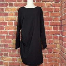 H&M Woman’s Long Sleeve Black Dress Size XL Recycled Polyester Side Scrunch