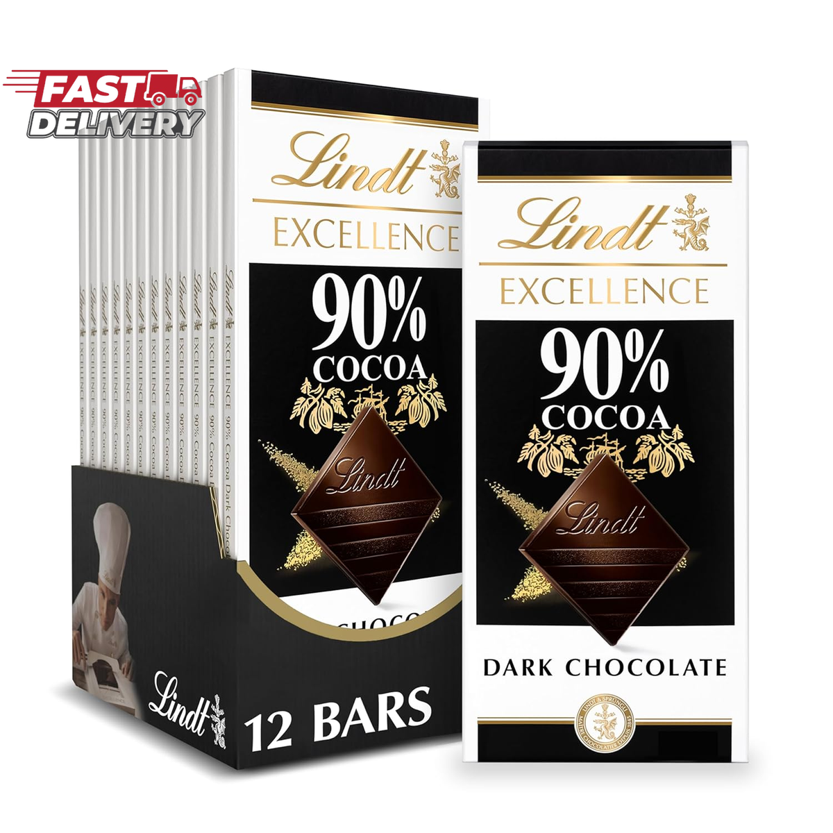 Lindt EXCELLENCE 90% Cocoa Dark Chocolate Candy Bar, Dark