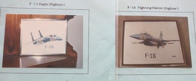 Lot 2 cross stitch charts ~ FIGHTER JETS: F-15 (Eagle) + F-16 (Falcon), 1979