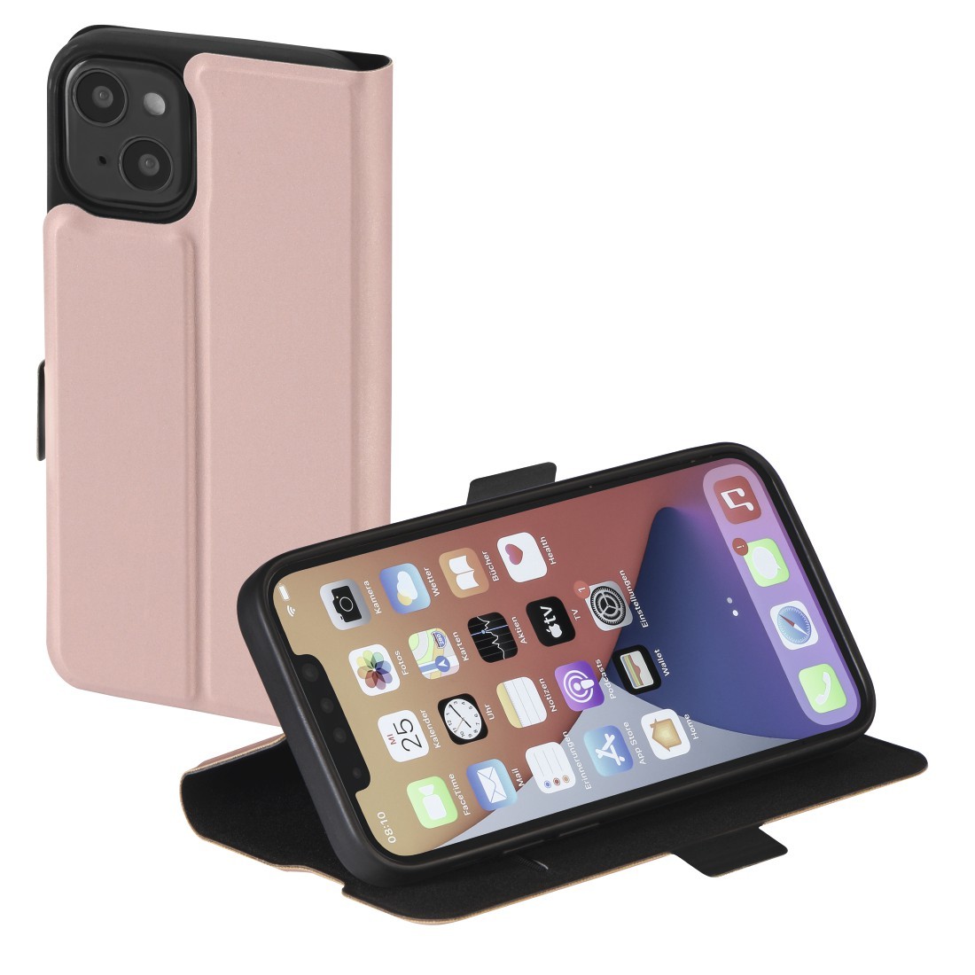 Étui portefeuille Single2.0 pour iPhone 13 rose en simili cuir avec fentes cartes