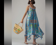 146. Ocean Breeze handkerchief maxi dress in blue