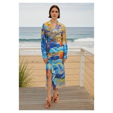 ULLA JOHNSON Holland wrap jacket Nora skirt set multicolor watercolor sz 4 new