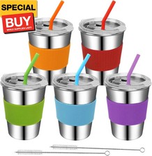 Toddler Cups with Straws, 188 Stainless Steel Children Smoothie Drinking Sippy