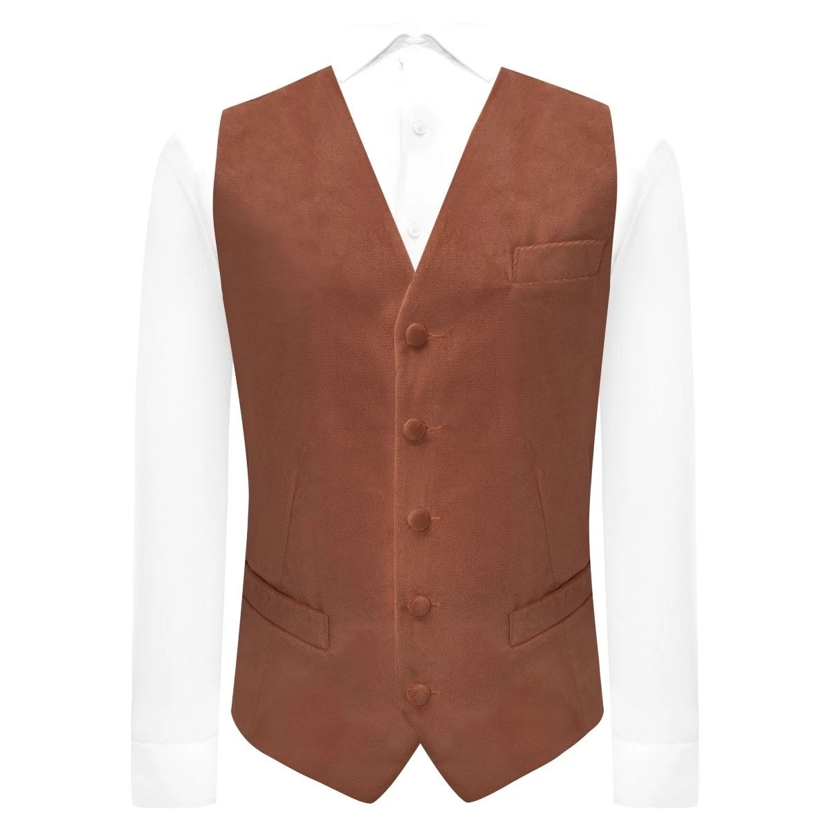 Gilet Uomo In Misto Lana A Spina Di Pesce Marrone Chiaro – King & Priory, Con Gessato E 3 Tasche