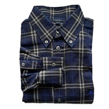 BURBERRY Men's Plaid Check Button Down Shirt Medium UK Blue Long Sleeve