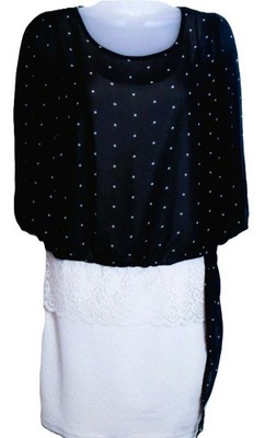 NEU FORZA VIVA  TRAUMHAFTES DUNKELBLAU & CREME KLEID   GRÖSSE 12/14 # 742