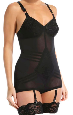 Rago Black Body Shaper Extra Firm Corset 4 Garters 34DD NWOT