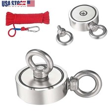 Double Sided 1000Lbs Fishing Magnet Kit Strong Neodymium Magnet Carabiner Rope