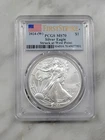 2024 (W) $1 American Silver Eagle PCGS MS70 First Day issue - Flag Label