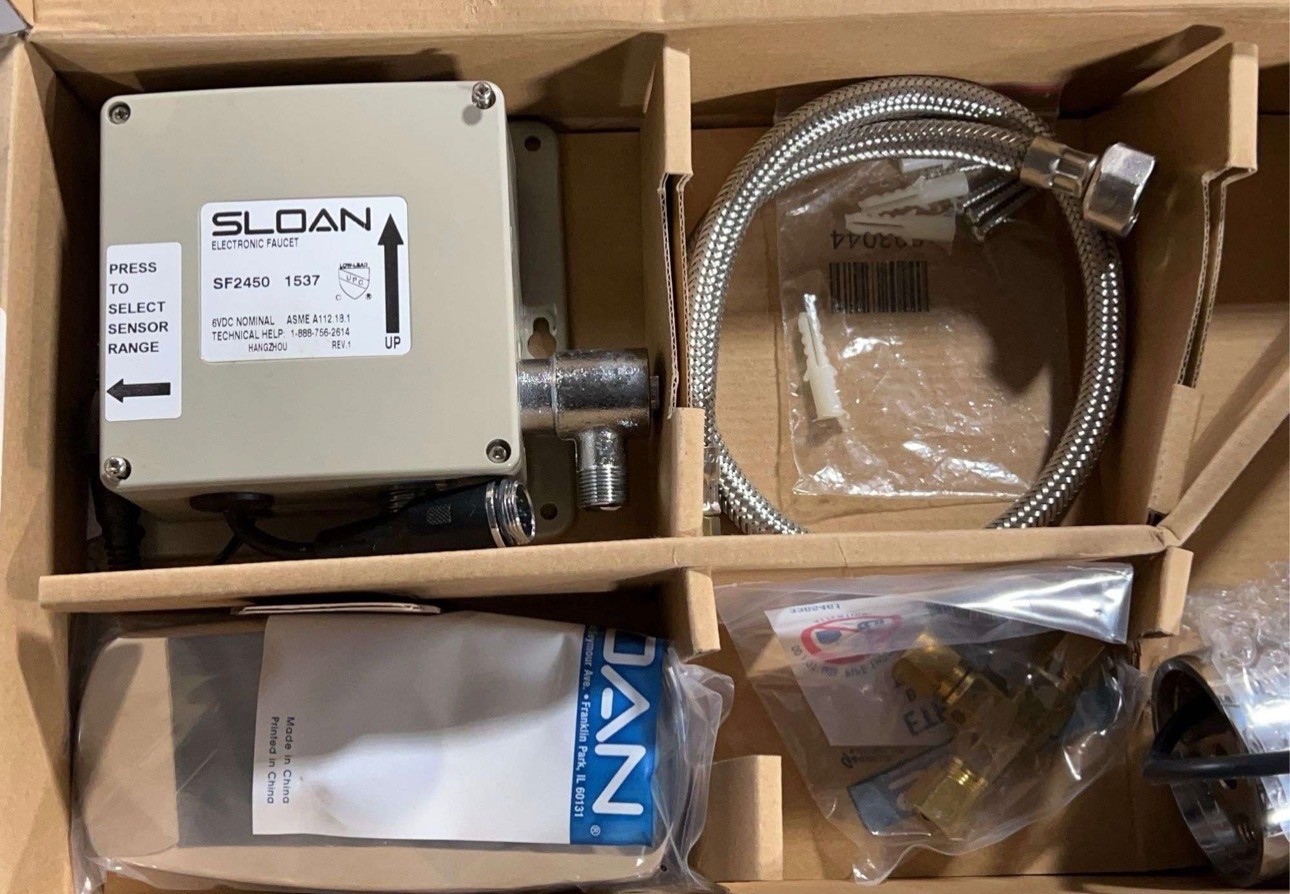 Sloan SF2450-4 Sensor Faucet Kit Battery Operated Chrome Spout