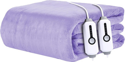 Ultra-Soft Electric Heated Blanket Queen Size with Dual Controllers - Light Purp